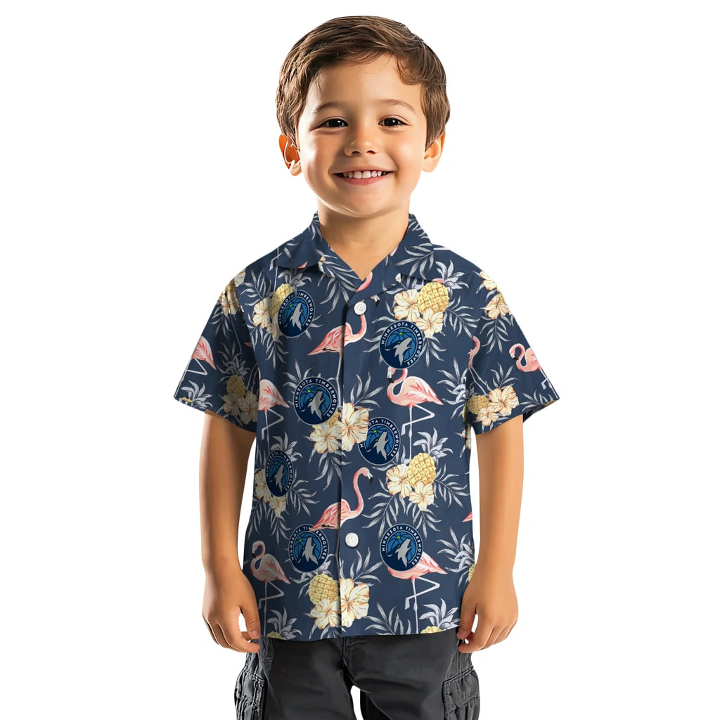Minnesota Timberwolves Hawaiian Shirt - Flamingo Hibiscus | Hula Hawaiian Shirts