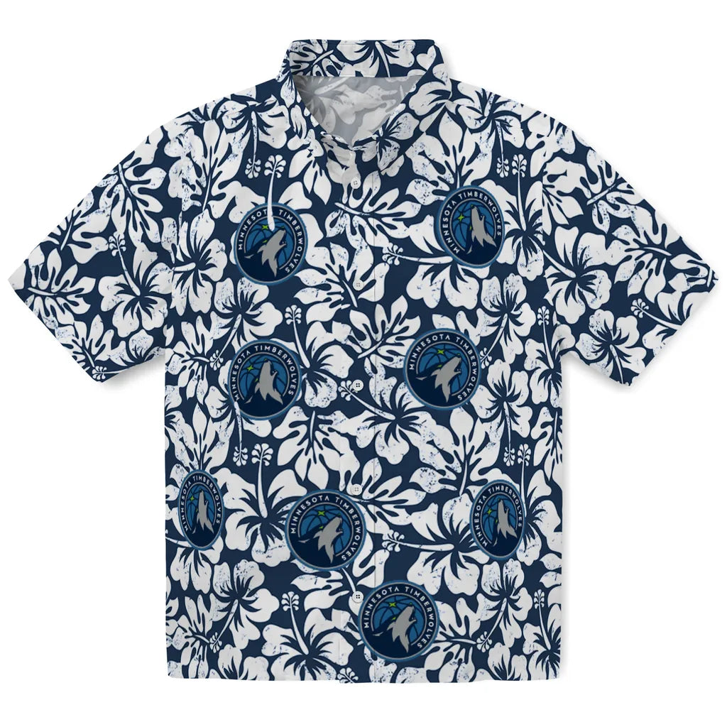 Minnesota Timberwolves Hawaiian Shirt - Hibiscus Motif | Hula Hawaiian Shirts