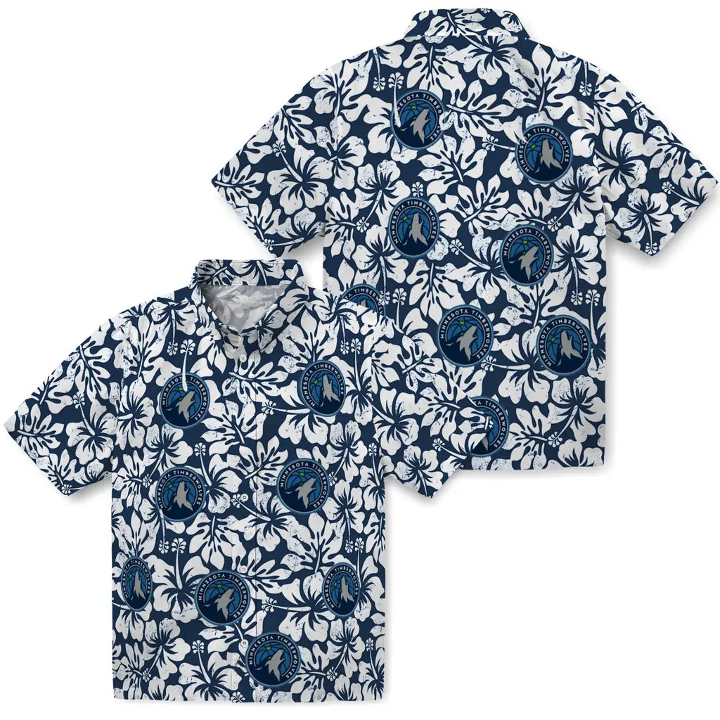 Minnesota Timberwolves Hawaiian Shirt - Hibiscus Motif | Hula Hawaiian Shirts