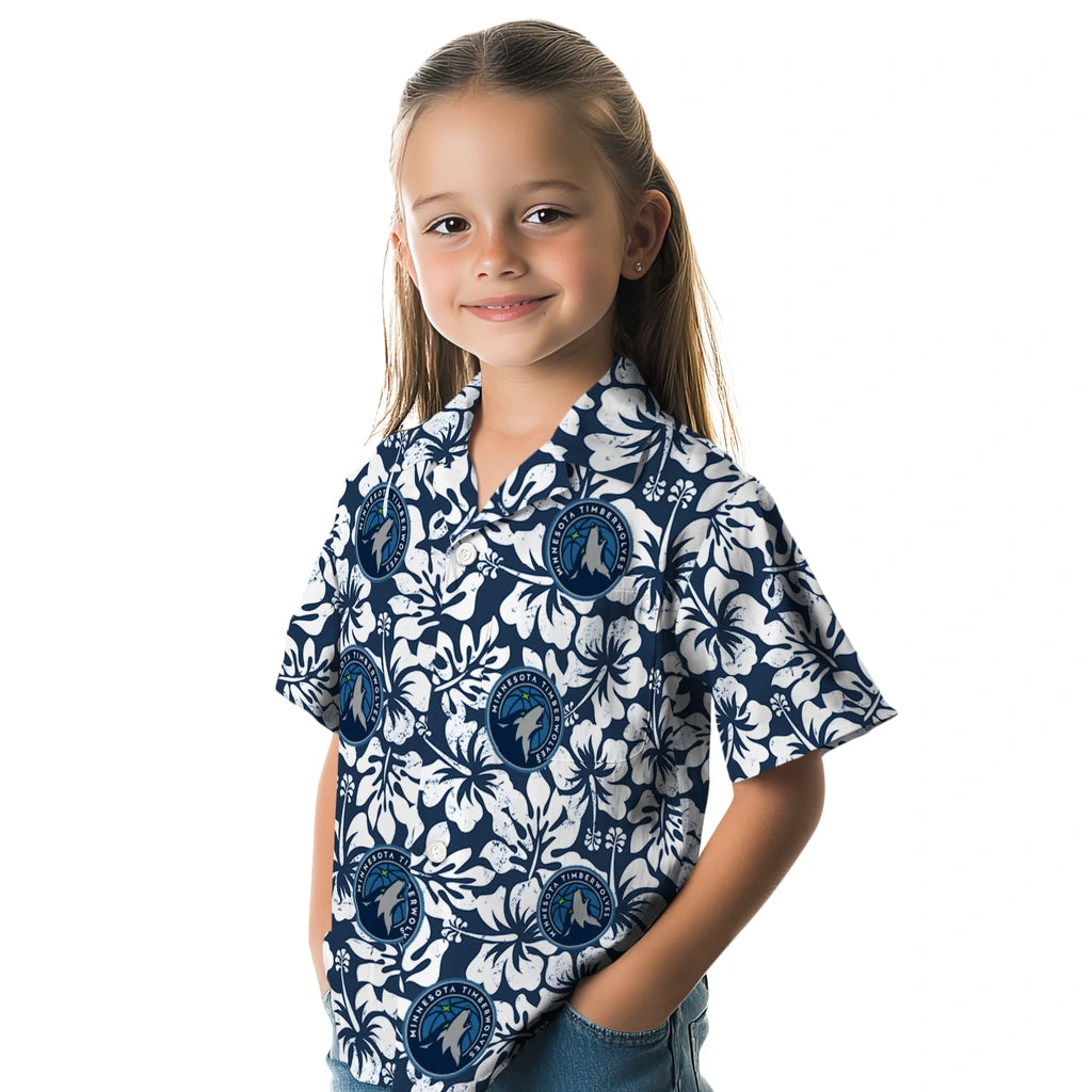 Minnesota Timberwolves Hawaiian Shirt - Hibiscus Motif | Hula Hawaiian Shirts