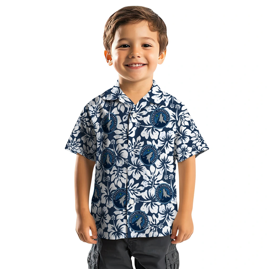 Minnesota Timberwolves Hawaiian Shirt - Hibiscus Motif | Hula Hawaiian Shirts