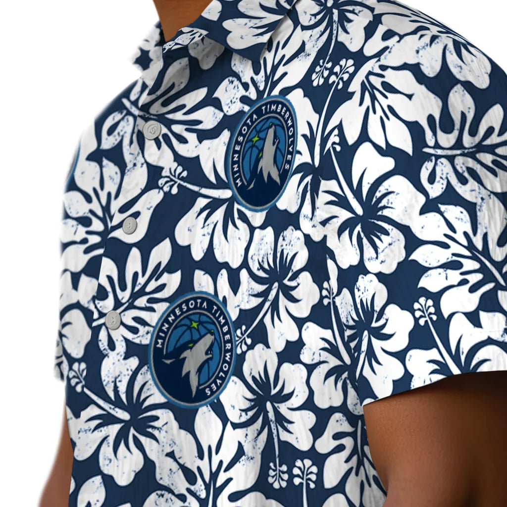 Minnesota Timberwolves Hawaiian Shirt - Hibiscus Motif | Hula Hawaiian Shirts