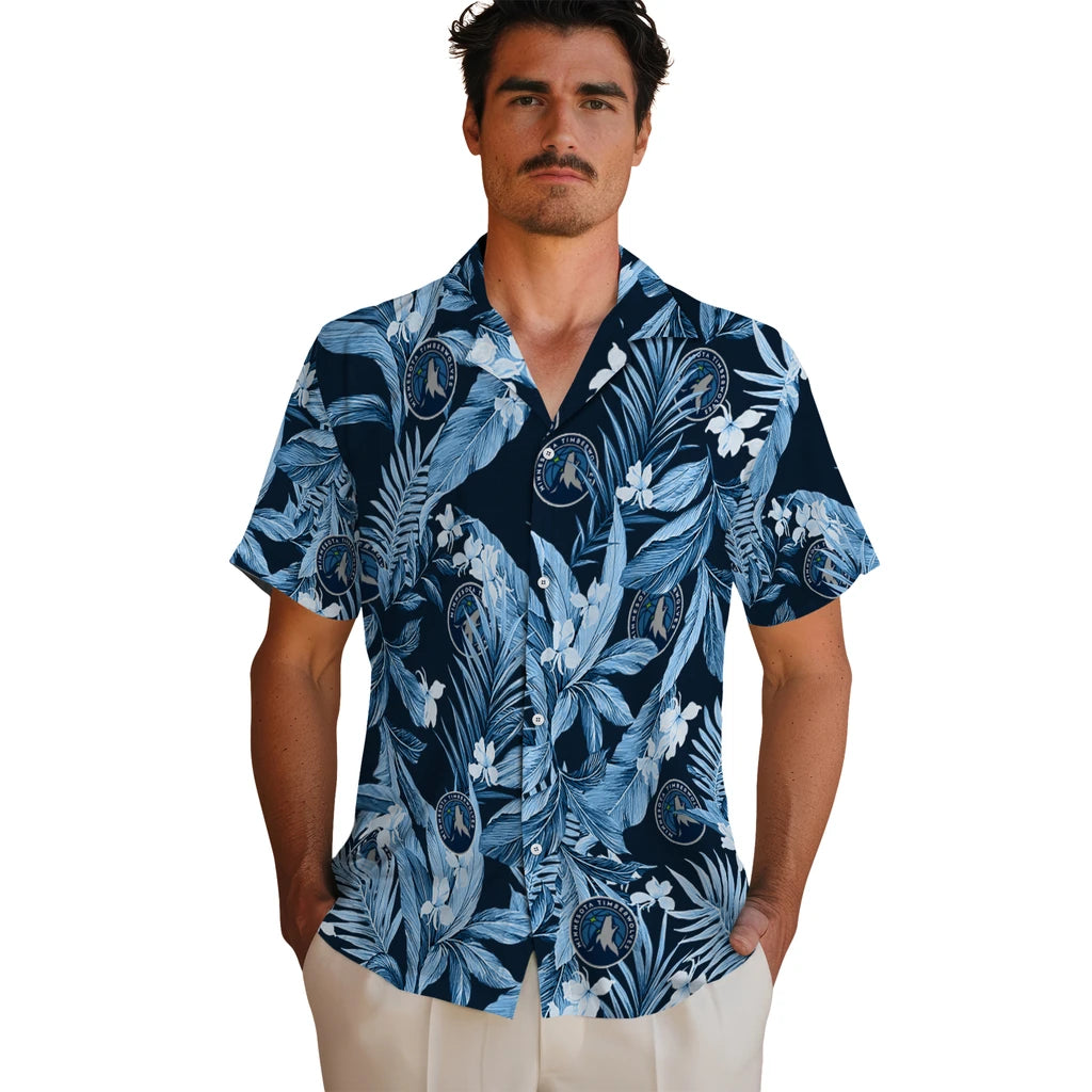 Minnesota Timberwolves Hawaiian Shirt - Palm Leaves | Hula Hawaiian Shirts