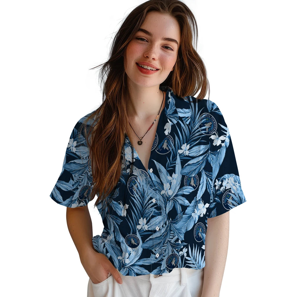 Minnesota Timberwolves Hawaiian Shirt - Palm Leaves | Hula Hawaiian Shirts