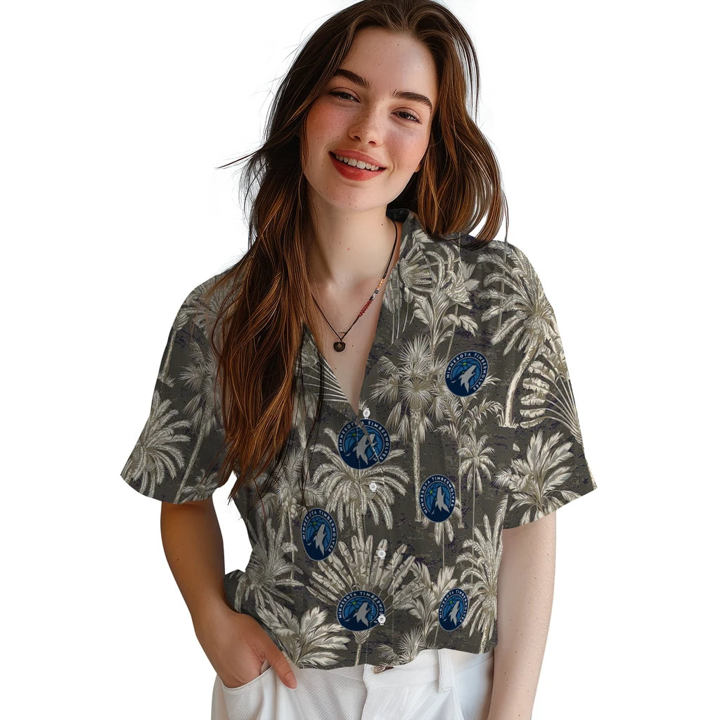 Minnesota Timberwolves Hawaiian Shirt - Vintage Palm Tree | Hula Hawaiian Shirts
