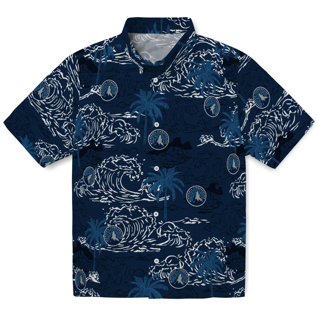 Minnesota Timberwolves Hawaiian Shirt - Wave Palm | Hula Hawaiian Shirts