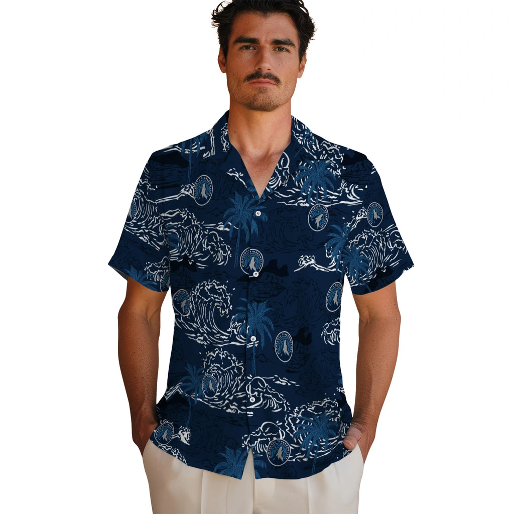 Minnesota Timberwolves Hawaiian Shirt - Wave Palm | Hula Hawaiian Shirts