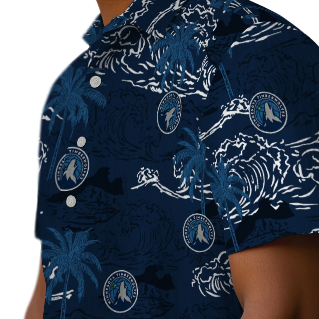 Minnesota Timberwolves Hawaiian Shirt - Wave Palm | Hula Hawaiian Shirts