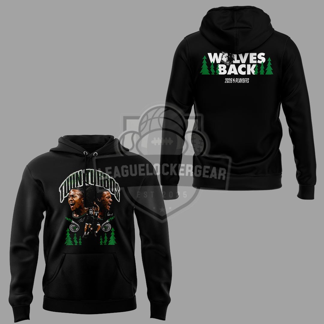 Minnesota Timberwolves Twin Turbos Wolves Back 2026 Playoffs Hoodie - LeagueLockerGear