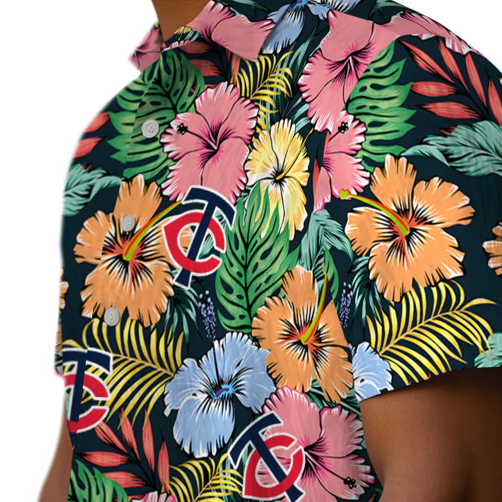 Minnesota Twins Hawaiian Shirt - Brilliant Hibiscus Garden | Hula Hawaiian Shirts