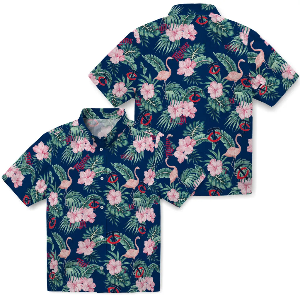 Minnesota Twins Hawaiian Shirt - Flamingo and Hibiscus | Hula Hawaiian Shirts