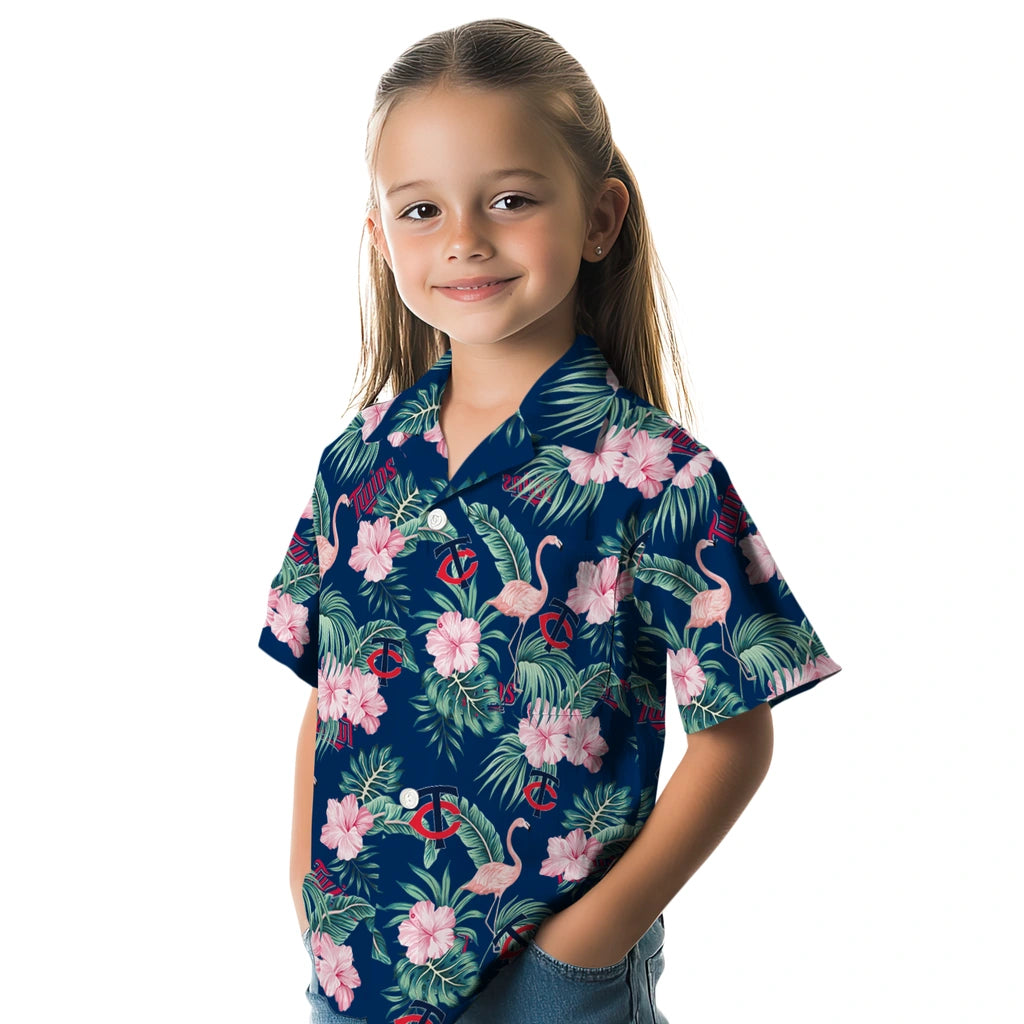 Minnesota Twins Hawaiian Shirt - Flamingo and Hibiscus | Hula Hawaiian Shirts