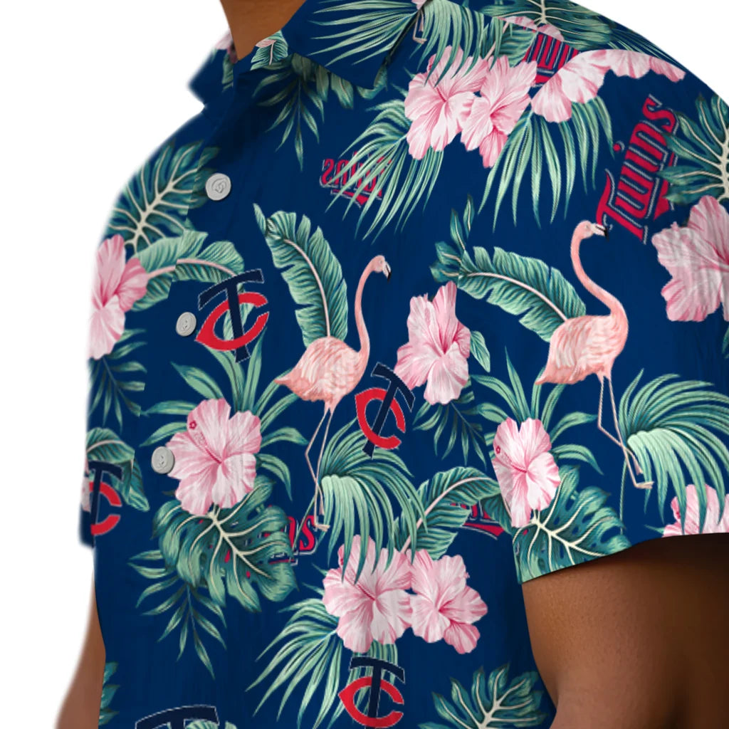 Minnesota Twins Hawaiian Shirt - Flamingo and Hibiscus | Hula Hawaiian Shirts