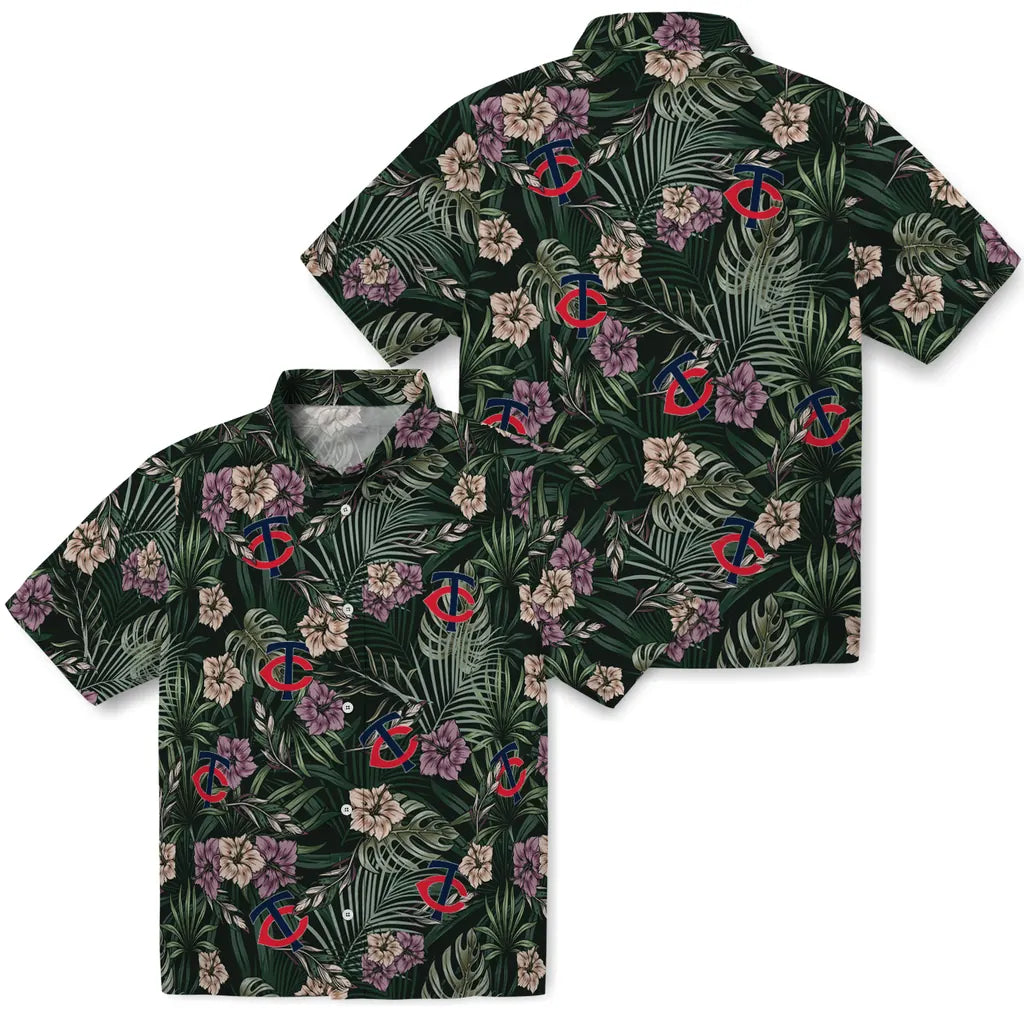 Minnesota Twins Hawaiian Shirt - Hibiscus Leaves Pattern | Hula Hawaiian Shirts