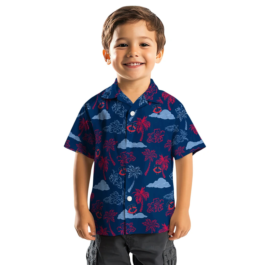 Minnesota Twins Hawaiian Shirt - Palm And Clouds | Hula Hawaiian Shirts