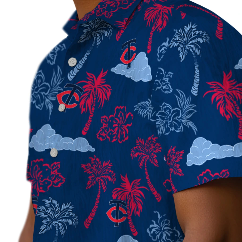 Minnesota Twins Hawaiian Shirt - Palm And Clouds | Hula Hawaiian Shirts