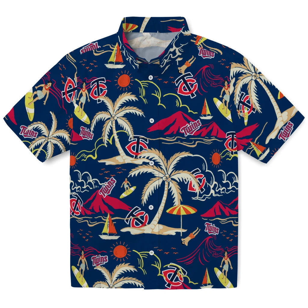 Minnesota Twins Hawaiian Shirt - Palm Tree Island | Hula Hawaiian Shirts