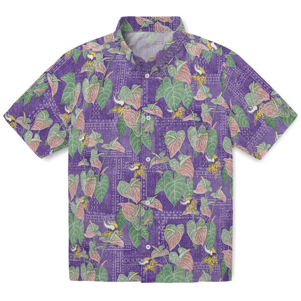Minnesota Vikings Hawaiian Shirt - Anthurium Overlay | Hula Hawaiian Shirts