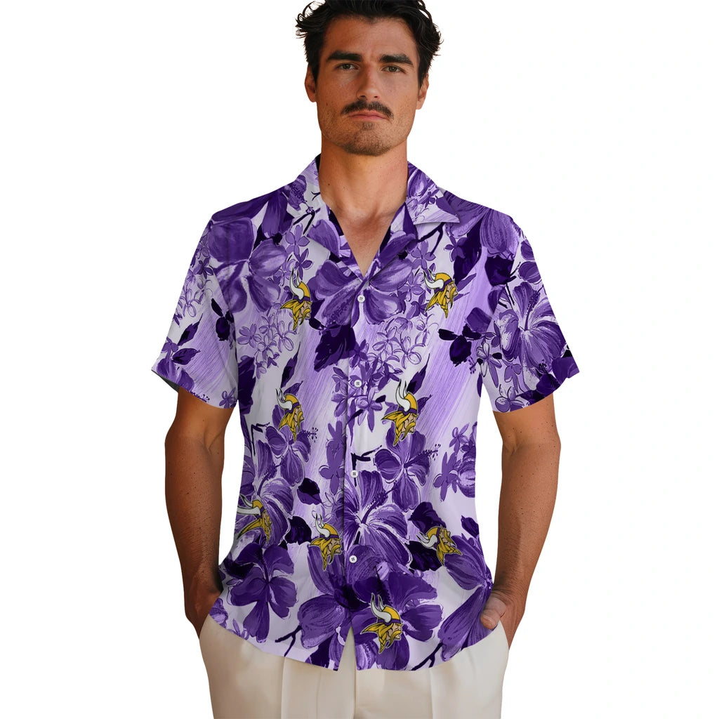 Minnesota Vikings Hawaiian Shirt - Hibiscus Arrangement | Hula Hawaiian Shirts