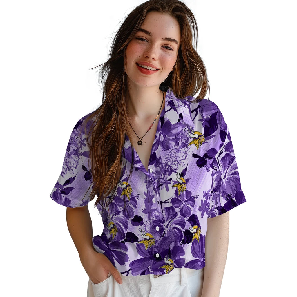 Minnesota Vikings Hawaiian Shirt - Hibiscus Arrangement | Hula Hawaiian Shirts