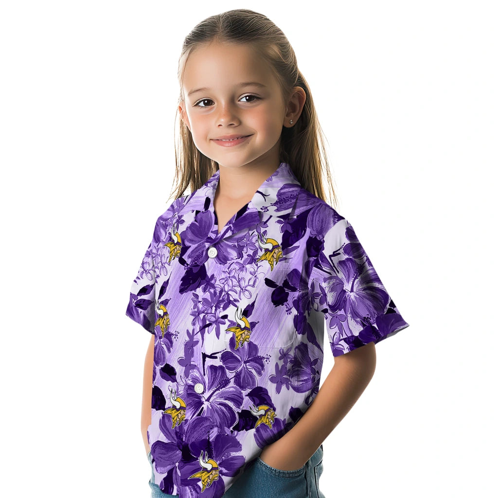 Minnesota Vikings Hawaiian Shirt - Hibiscus Arrangement | Hula Hawaiian Shirts