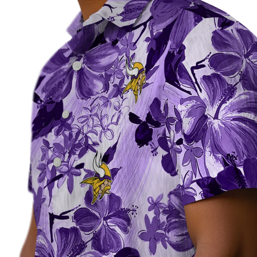 Minnesota Vikings Hawaiian Shirt - Hibiscus Arrangement | Hula Hawaiian Shirts