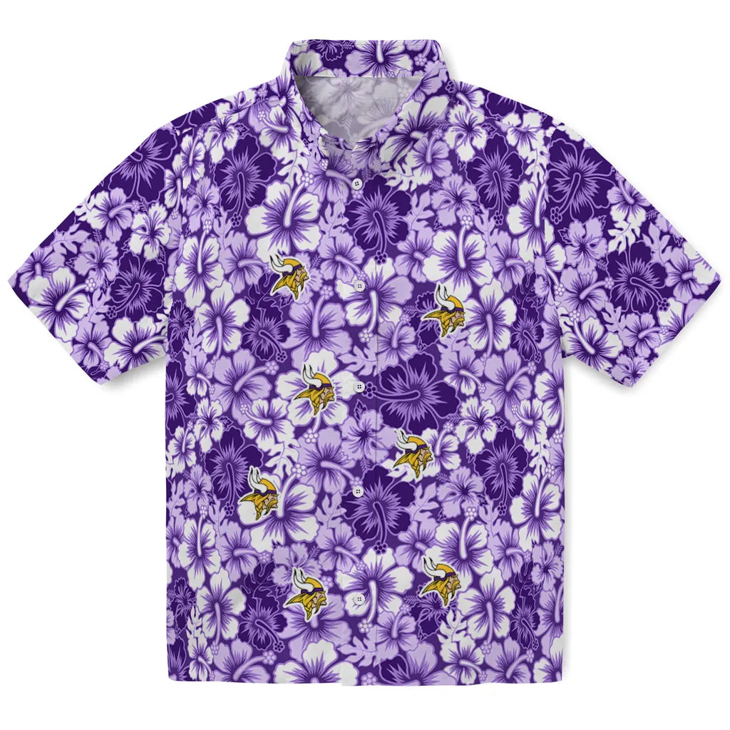 Minnesota Vikings Hawaiian Shirt - Hibiscus Blooms | Hula Hawaiian Shirts