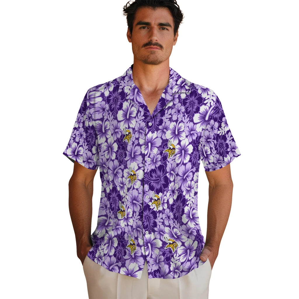 Minnesota Vikings Hawaiian Shirt - Hibiscus Blooms | Hula Hawaiian Shirts