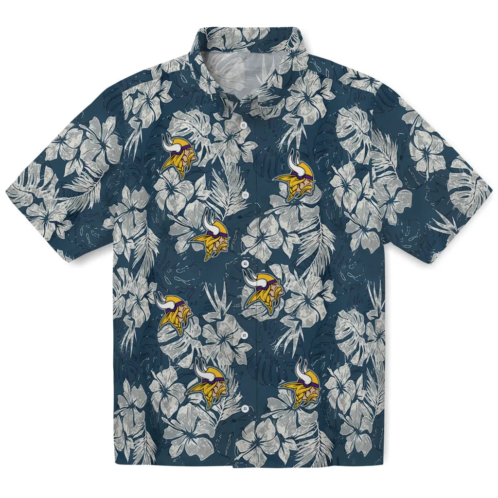 Minnesota Vikings Hawaiian Shirt - Hibiscus Flowers | Hula Hawaiian Shirts