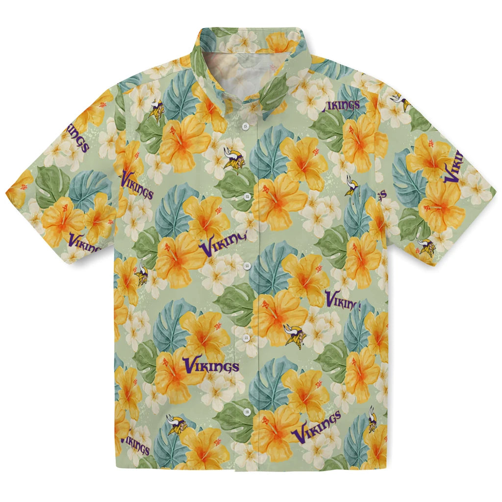 Minnesota Vikings Hawaiian Shirt - Hibiscus Mood | Hula Hawaiian Shirts