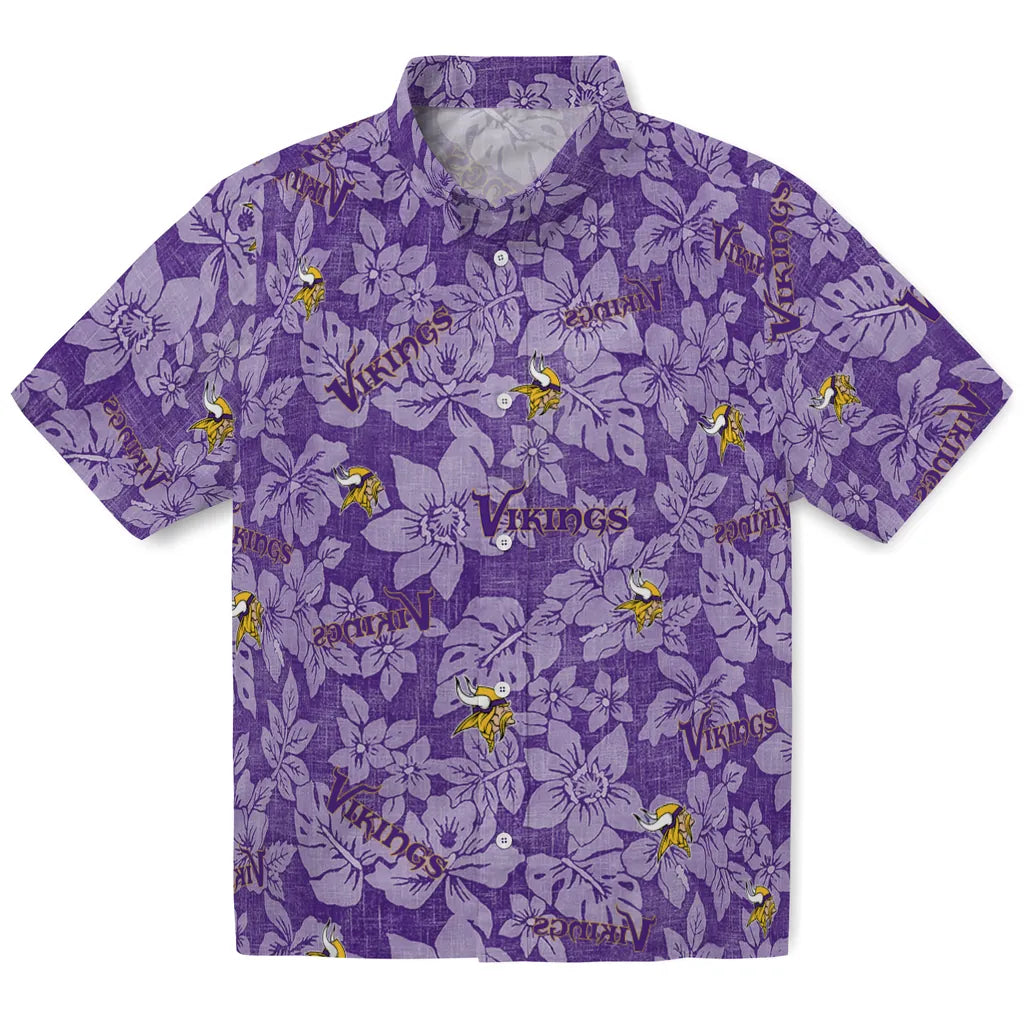 Minnesota Vikings Hawaiian Shirt - Hibiscus Oasis | Hula Hawaiian Shirts