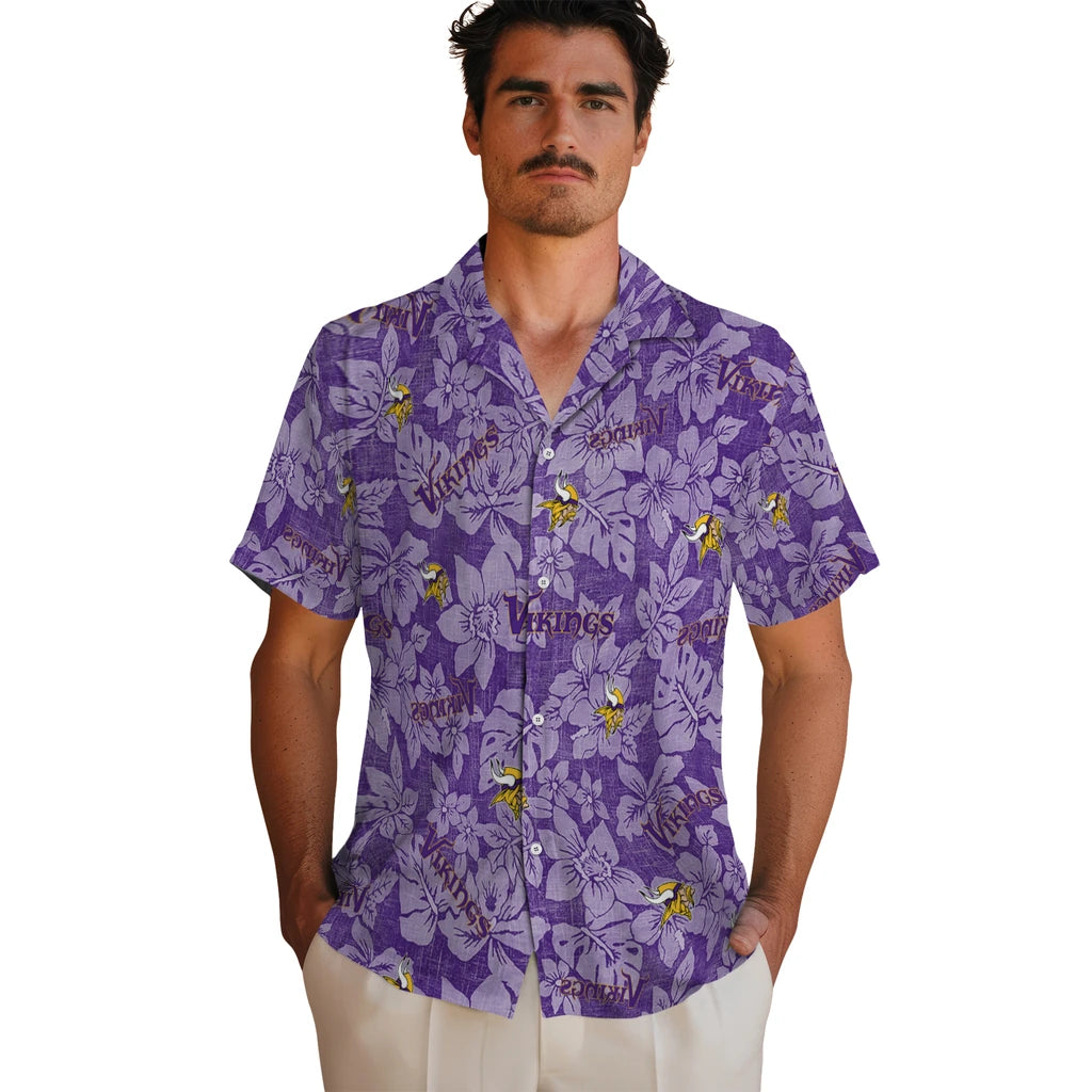 Minnesota Vikings Hawaiian Shirt - Hibiscus Oasis | Hula Hawaiian Shirts