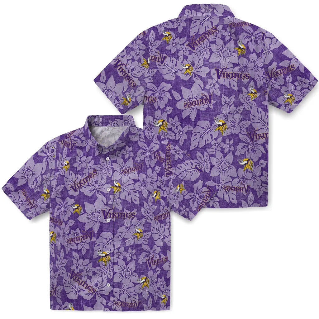 Minnesota Vikings Hawaiian Shirt - Hibiscus Oasis | Hula Hawaiian Shirts