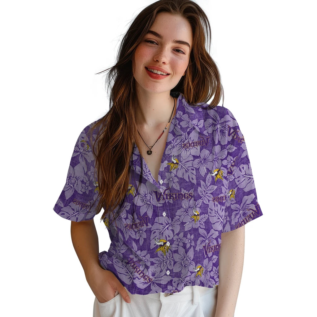Minnesota Vikings Hawaiian Shirt - Hibiscus Oasis | Hula Hawaiian Shirts