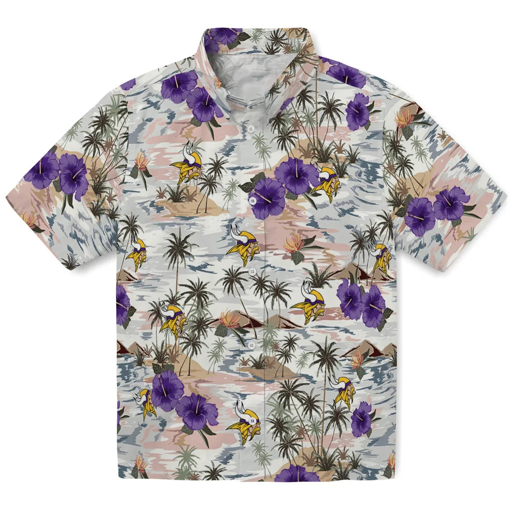 Minnesota Vikings Hawaiian Shirt - Hibiscus Seaside | Hula Hawaiian Shirts