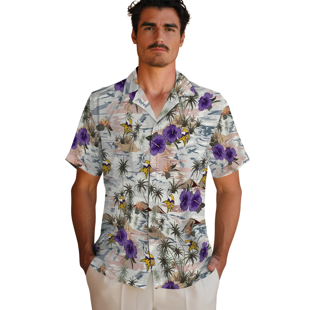 Minnesota Vikings Hawaiian Shirt - Hibiscus Seaside | Hula Hawaiian Shirts