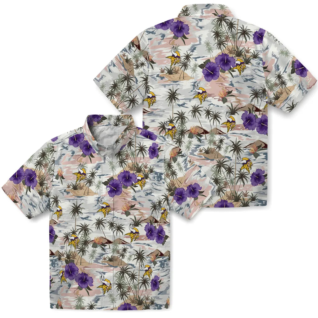 Minnesota Vikings Hawaiian Shirt - Hibiscus Seaside | Hula Hawaiian Shirts