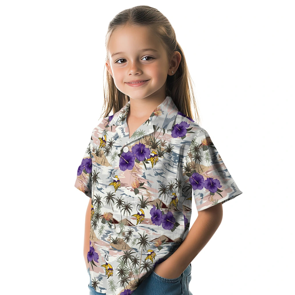 Minnesota Vikings Hawaiian Shirt - Hibiscus Seaside | Hula Hawaiian Shirts