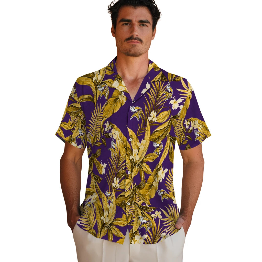 Minnesota Vikings Hawaiian Shirt - Palm Leaves | Hula Hawaiian Shirts