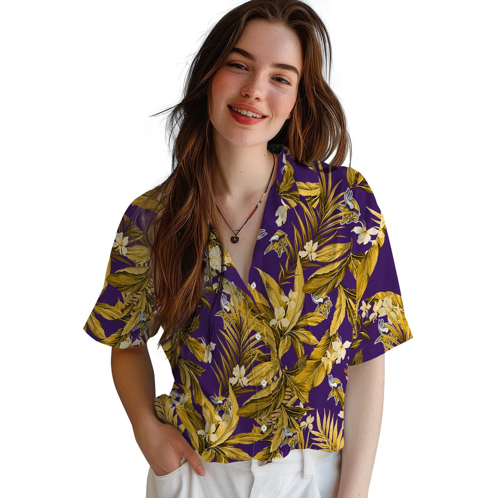 Minnesota Vikings Hawaiian Shirt - Palm Leaves | Hula Hawaiian Shirts