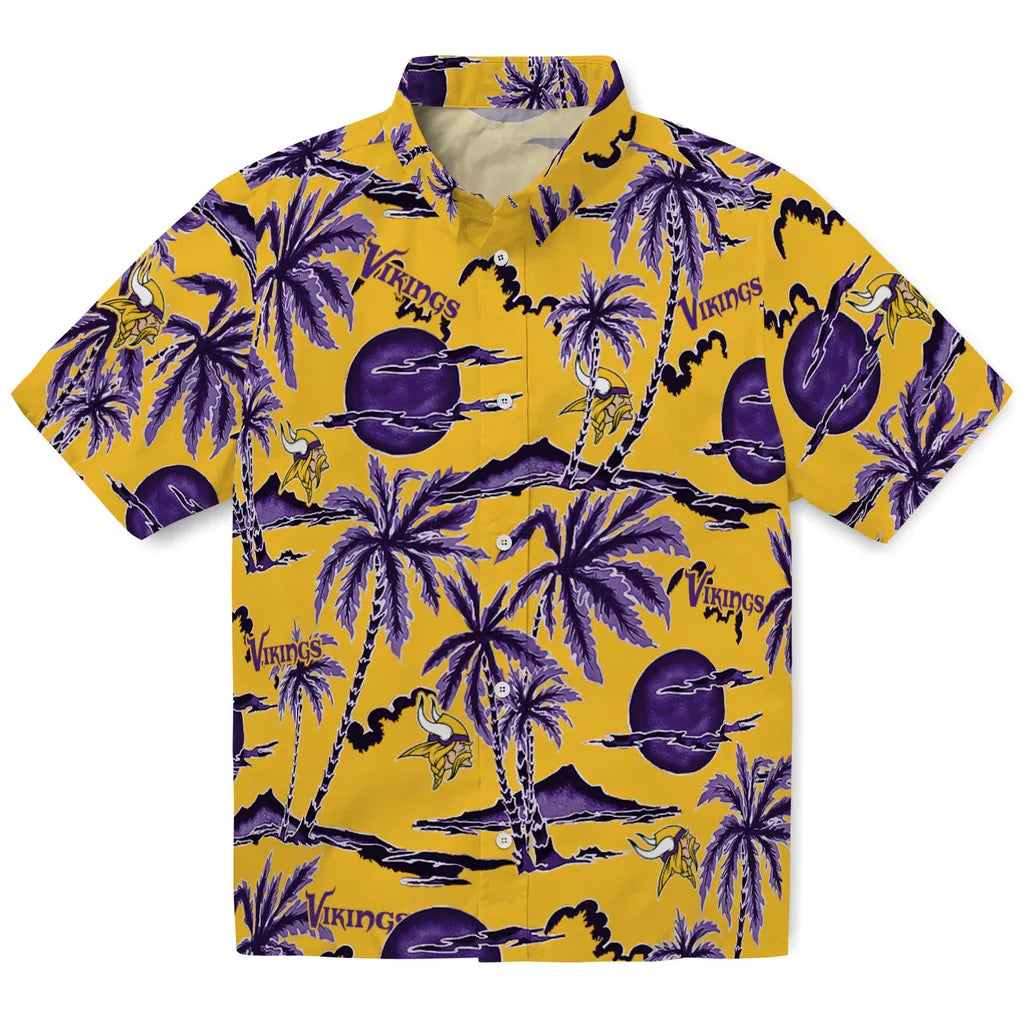 Minnesota Vikings Hawaiian Shirt - Palm Sunset | Hula Hawaiian Shirts