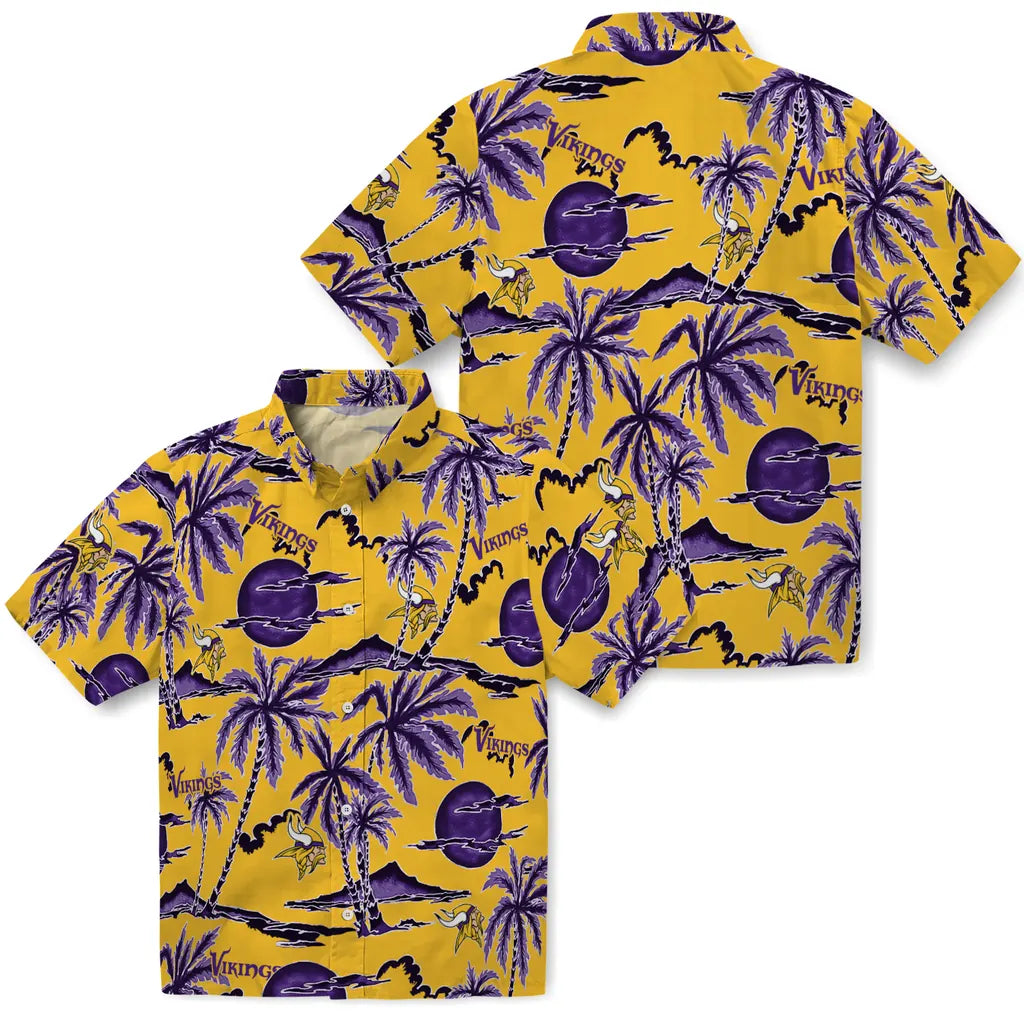 Minnesota Vikings Hawaiian Shirt - Palm Sunset | Hula Hawaiian Shirts