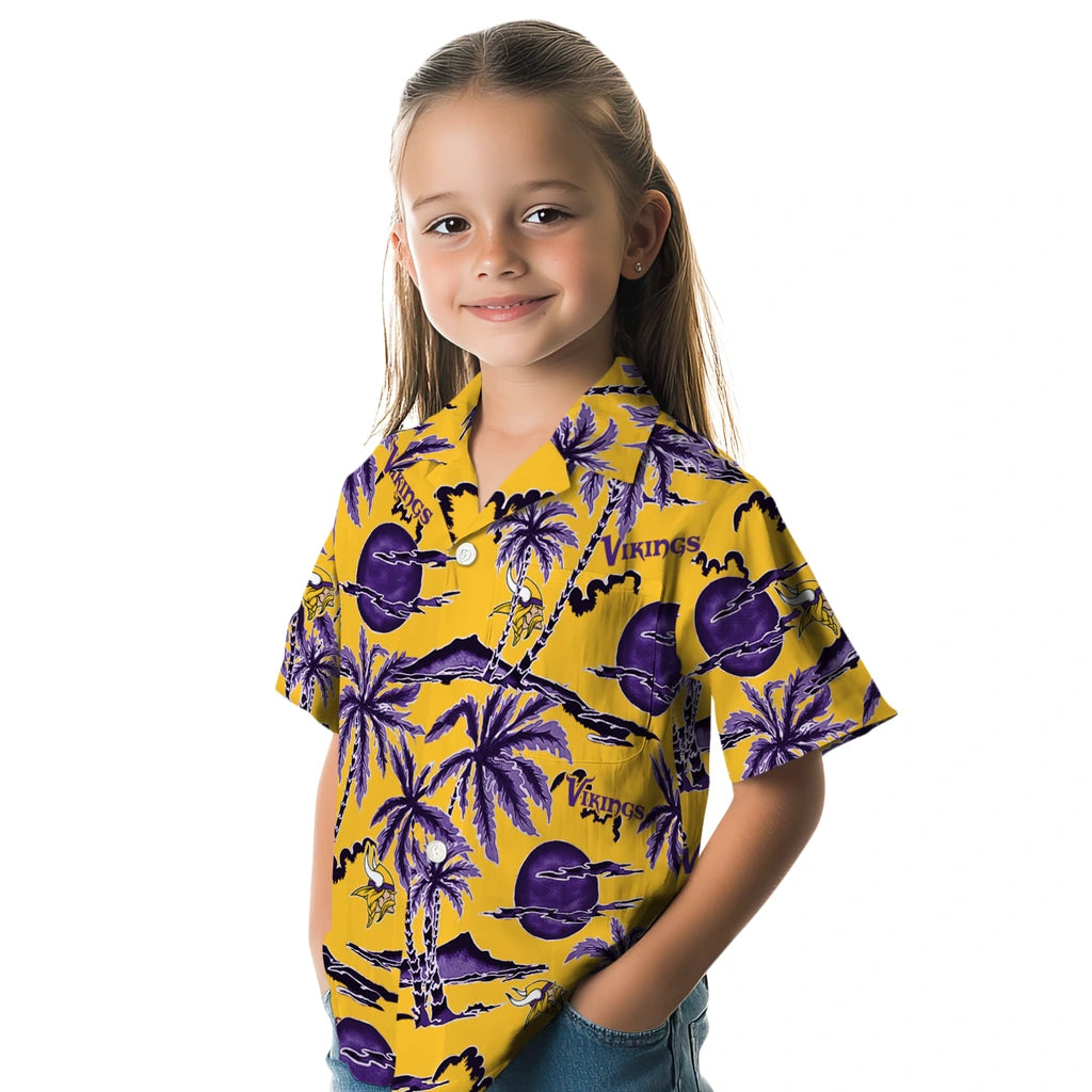 Minnesota Vikings Hawaiian Shirt - Palm Sunset | Hula Hawaiian Shirts