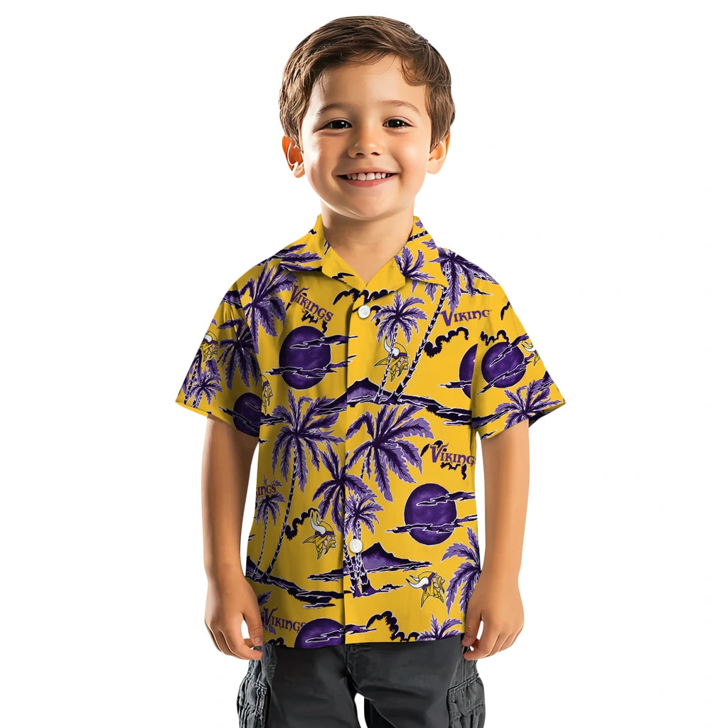 Minnesota Vikings Hawaiian Shirt - Palm Sunset | Hula Hawaiian Shirts