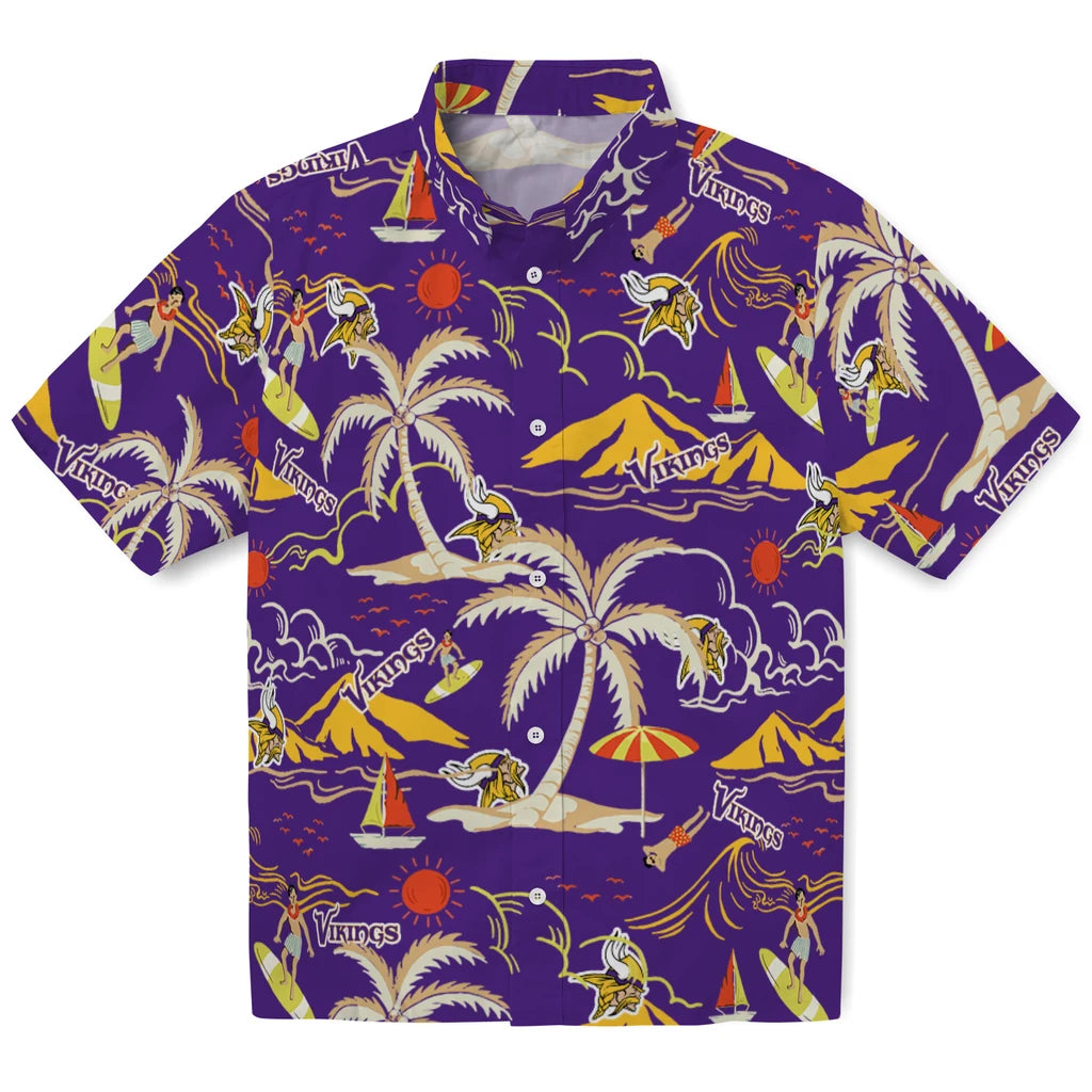 Minnesota Vikings Hawaiian Shirt - Palm Tree Island | Hula Hawaiian Shirts