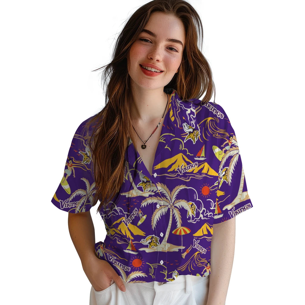 Minnesota Vikings Hawaiian Shirt - Palm Tree Island | Hula Hawaiian Shirts