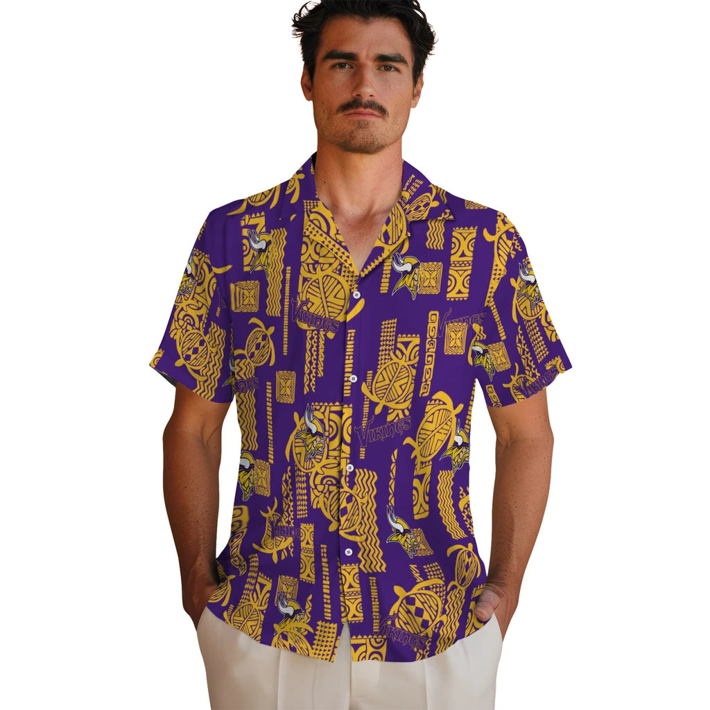 Minnesota Vikings Hawaiian Shirt - Turtle Lines | Hula Hawaiian Shirts