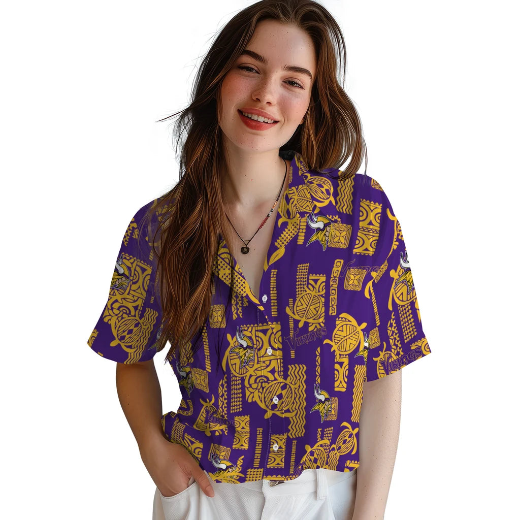 Minnesota Vikings Hawaiian Shirt - Turtle Lines | Hula Hawaiian Shirts