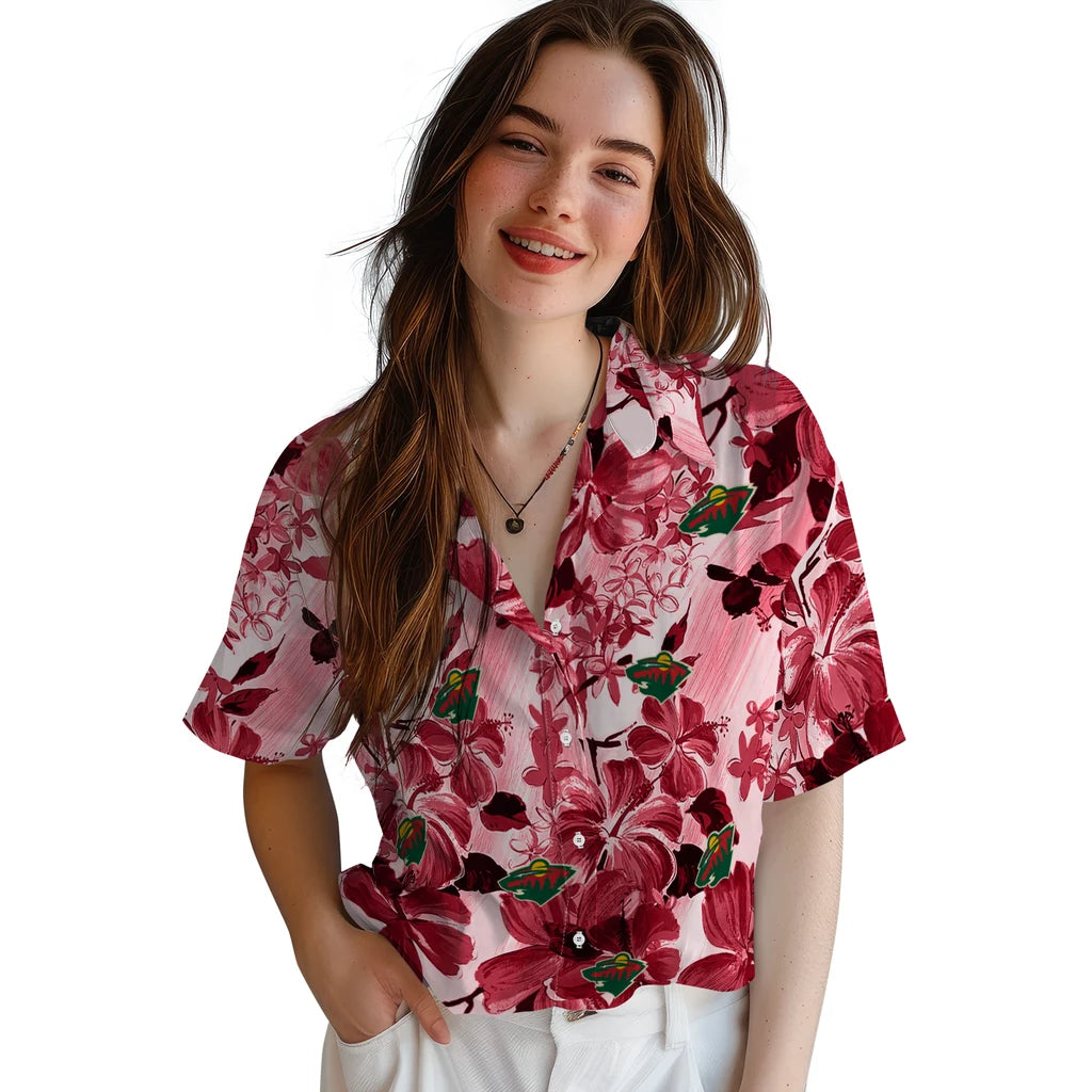 Minnesota Wild Hawaiian Shirt - Hibiscus Arrangement | Hula Hawaiian Shirts