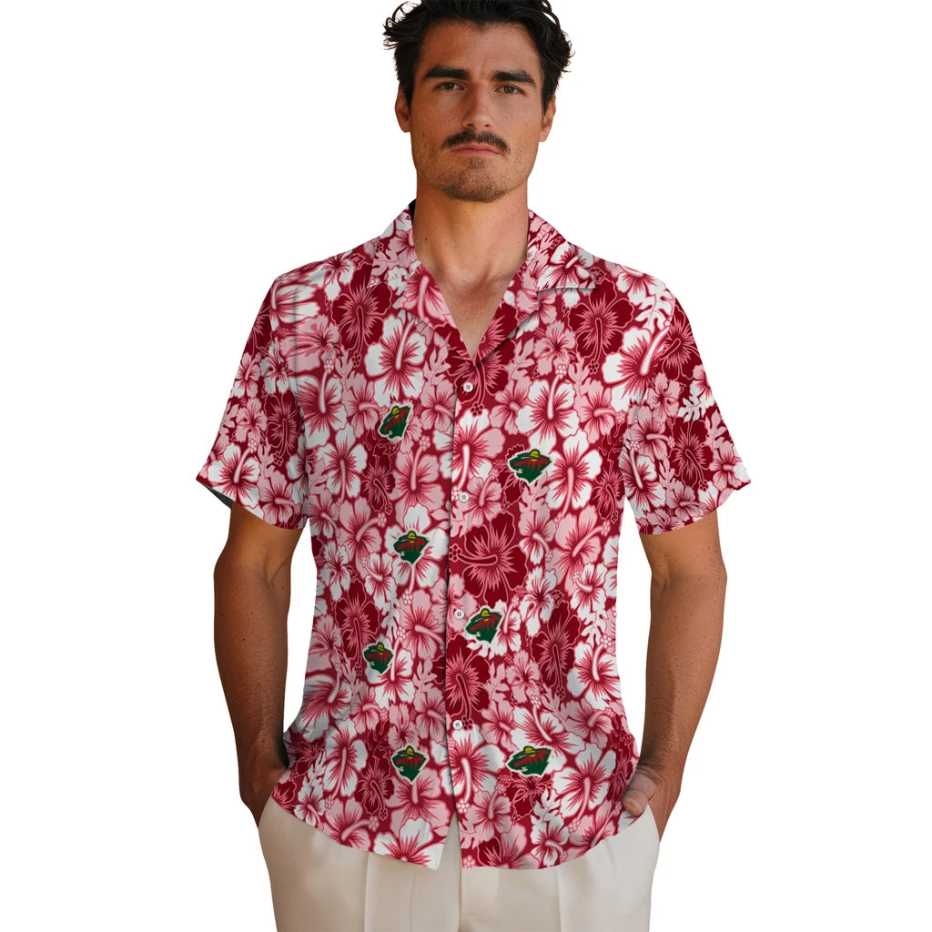 Minnesota Wild Hawaiian Shirt - Hibiscus Blooms | Hula Hawaiian Shirts
